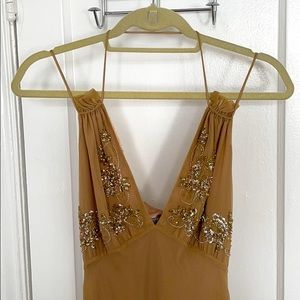 LAUNDRY nude silk chiffon gown Sz 4